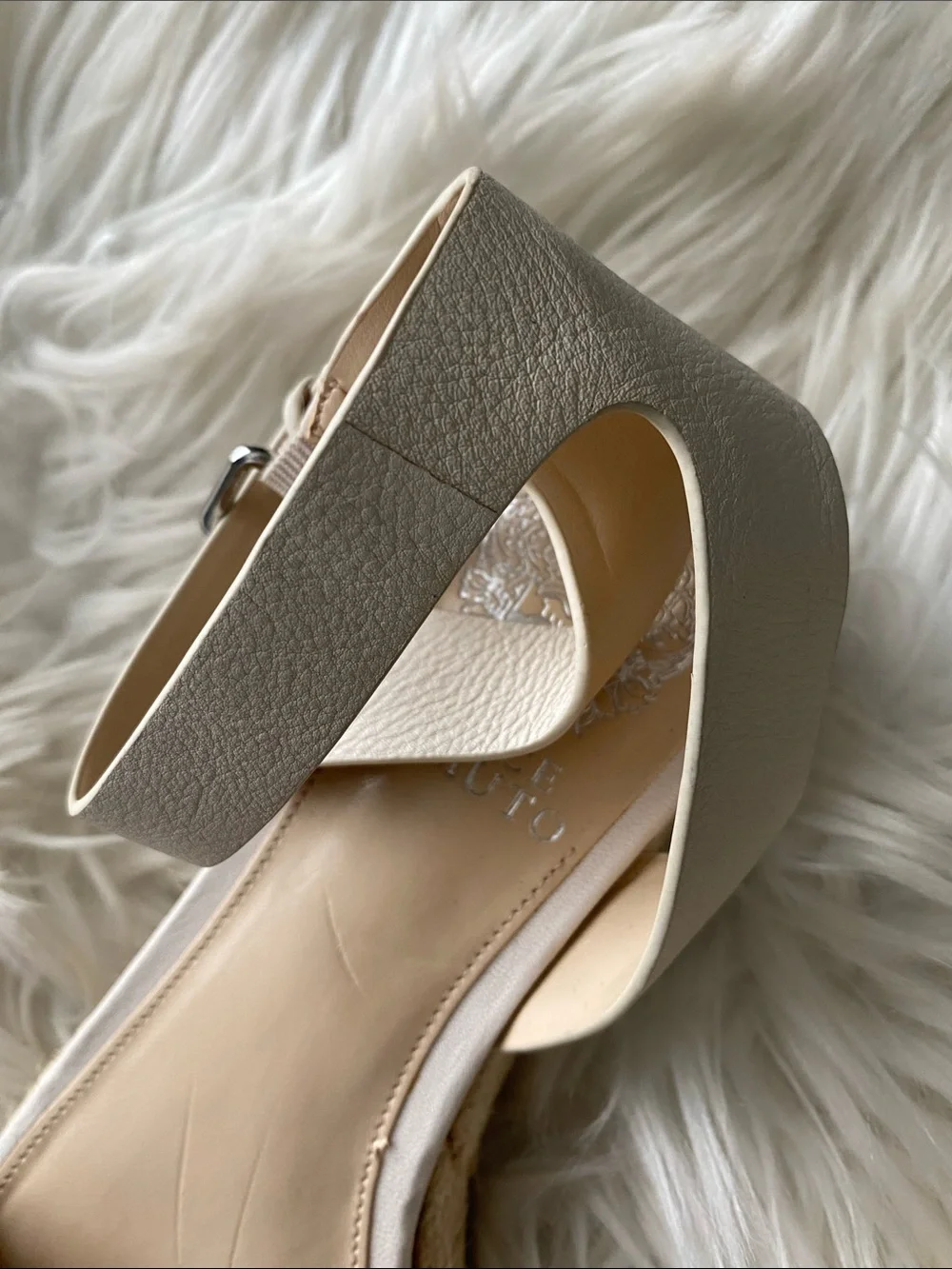 NWOT Vince camuto Cream Espadrille leather Platform Sandals with Ankle Strap